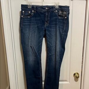 Women's Blue Embellished Jeans